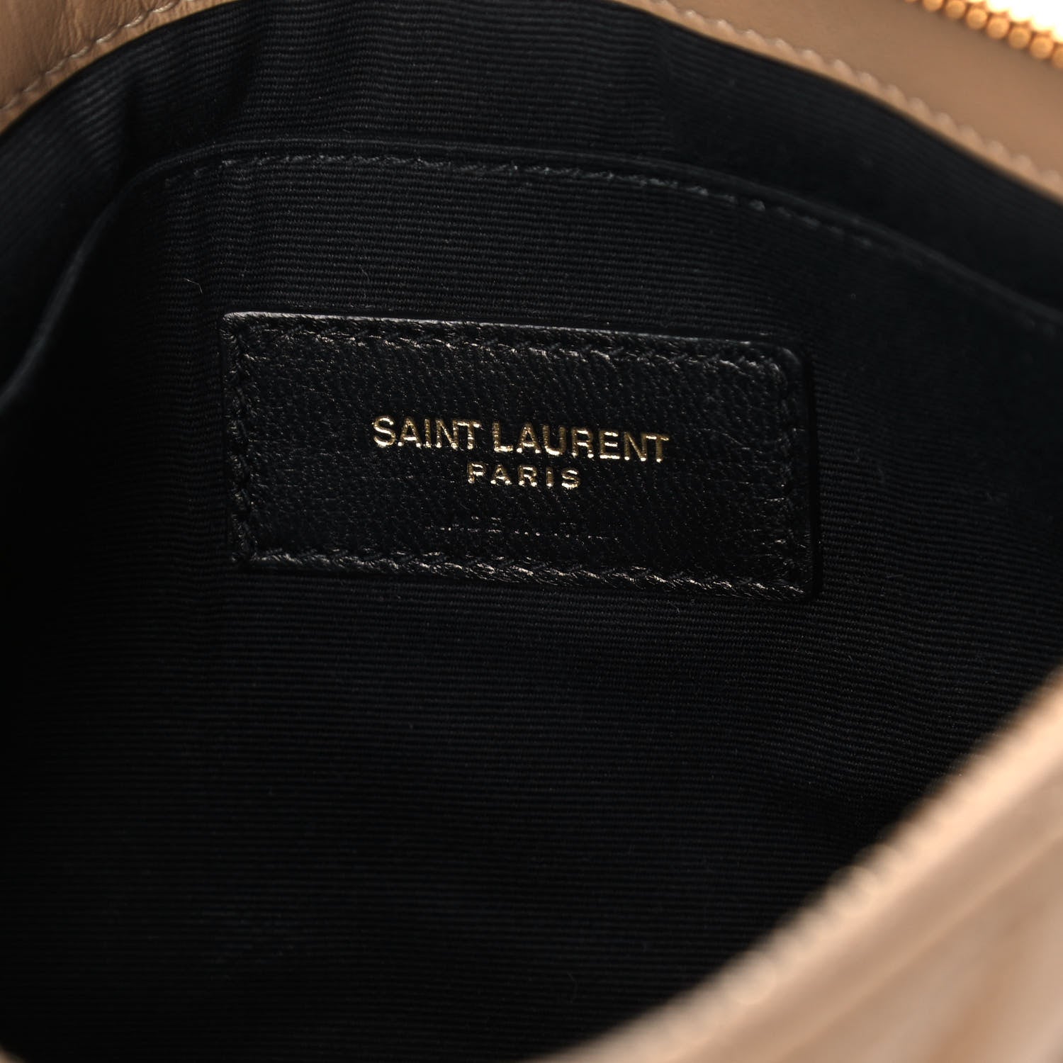 Saint Laurent Calfskin Matelasse Chevron Monogram Zip A4 Pouch Cork 6 of 12