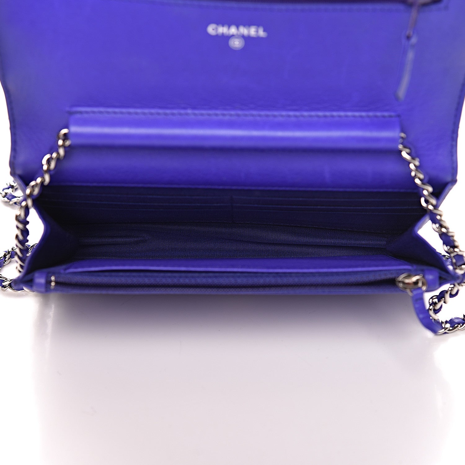 Chanel Calfskin Quilted Fancy CC Wallet On Chain WOC Blue 5 of 14
