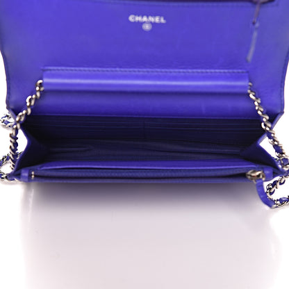 Chanel Calfskin Quilted Fancy CC Wallet On Chain WOC Blue 5 of 14