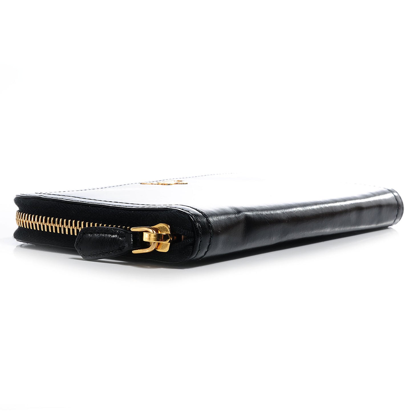 Vitello Shine Zip Around Wallet Nero Black