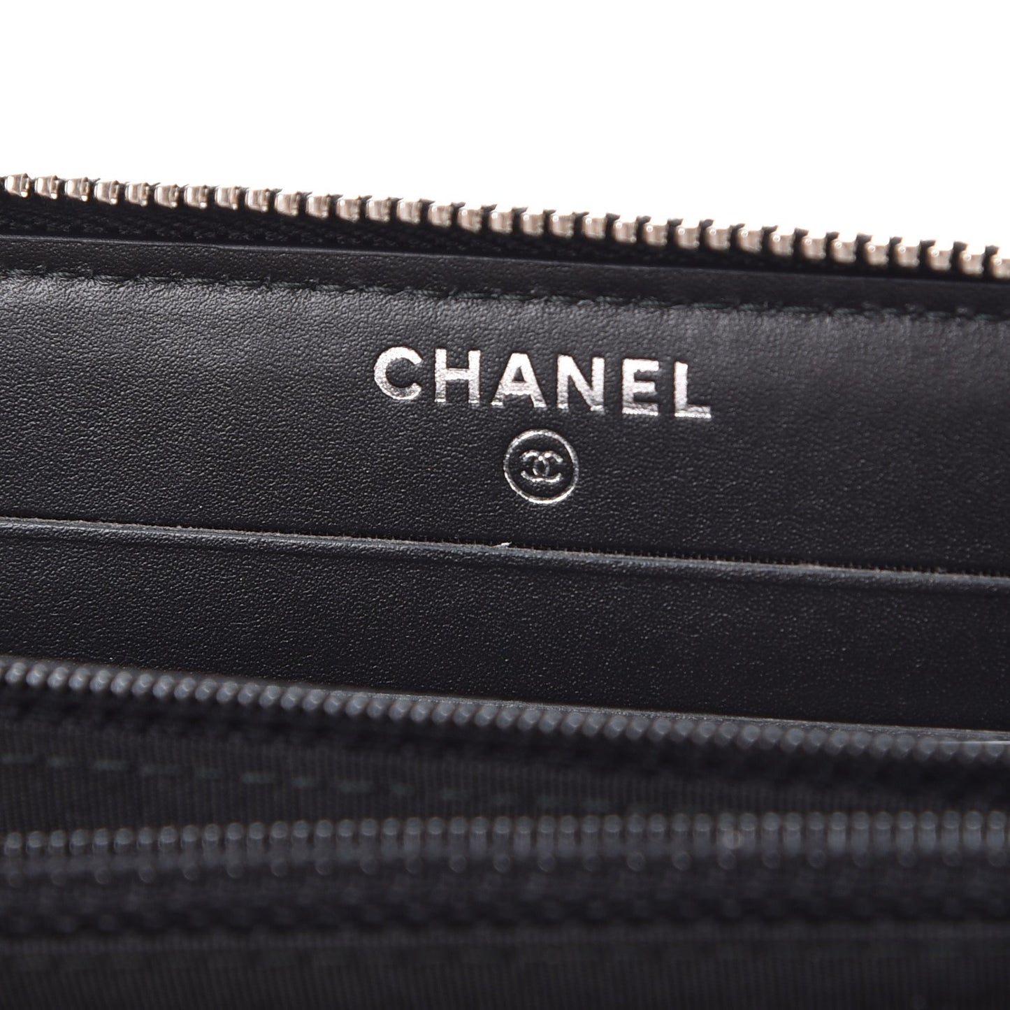 Lambskin Camellia Studded Zip Around Wallet Black