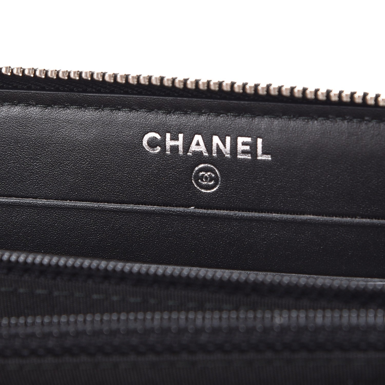 Chanel Lambskin Camellia Studded Zip Around Wallet Black 6 of 8