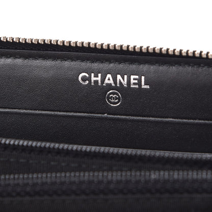Chanel Lambskin Camellia Studded Zip Around Wallet Black 6 of 8