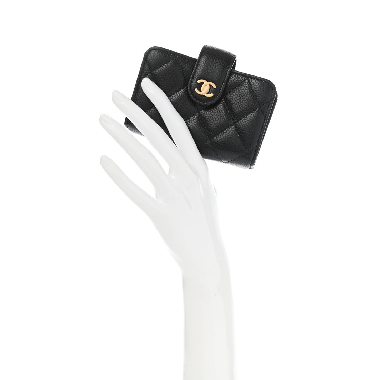 Caviar Quilted Gusseted Card Holder Black