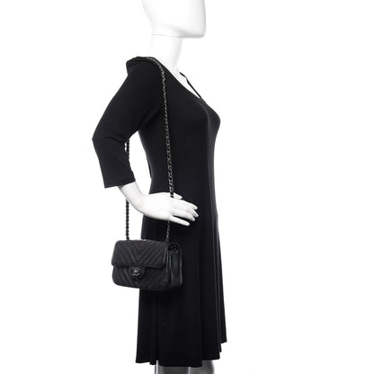 Chanel Iridescent Caviar Chevron Quilted Mini Rectangular Flap Black 2 of 12