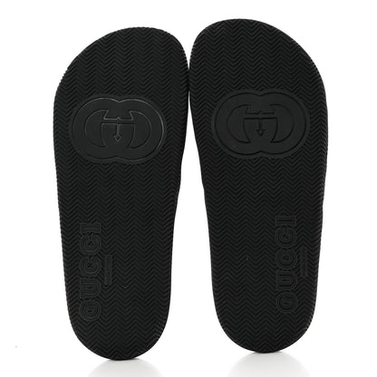 Gucci Rubber Web Womens Interlocking G Slide Sandals 39 Black Green Red 5 of 9