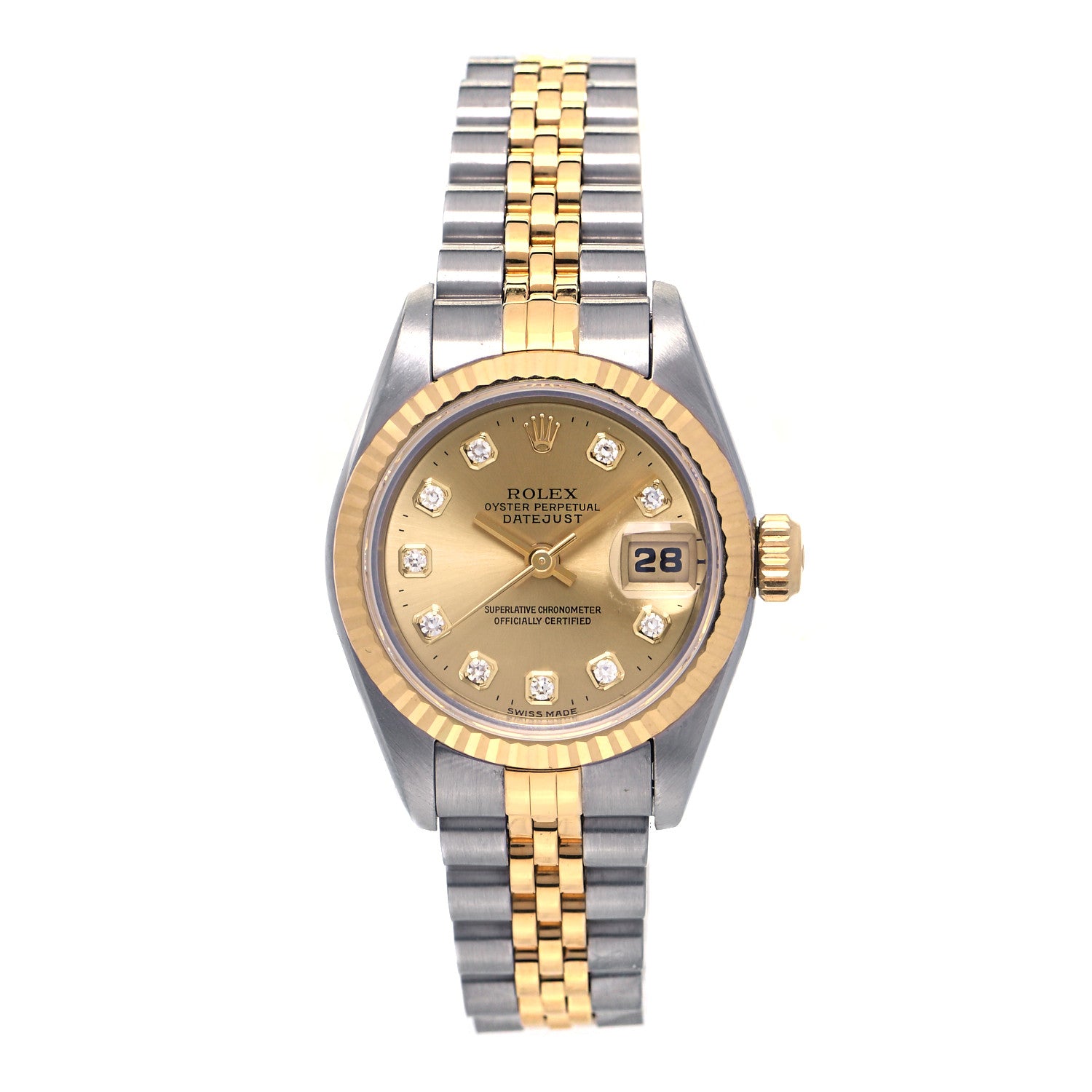 Rolex Stainless Steel 18K Yellow Gold Diamond 26mm Oyster Perpetual Datejust Watch Champagne 69173 2 of 8
