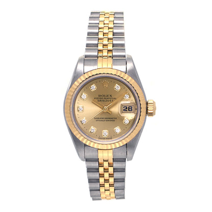 Rolex Stainless Steel 18K Yellow Gold Diamond 26mm Oyster Perpetual Datejust Watch Champagne 69173 2 of 8