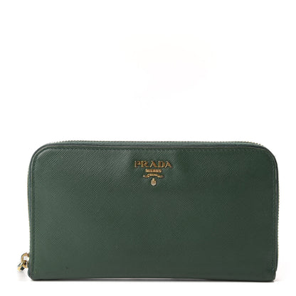 Prada Saffiano Metal Zip Around Wallet Biliardo 1 of 9