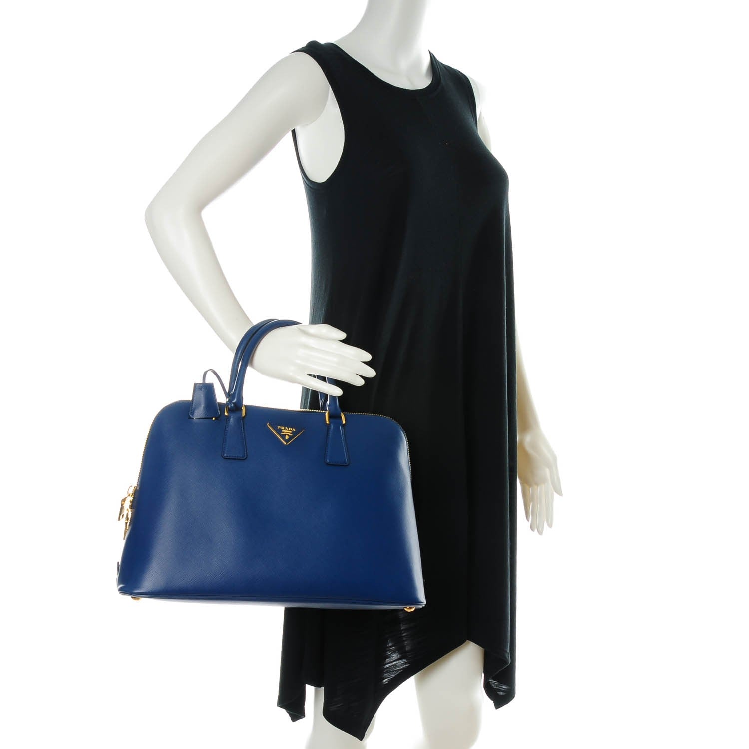 Prada Saffiano Lux Large Promenade Tote Bluette 2 of 19