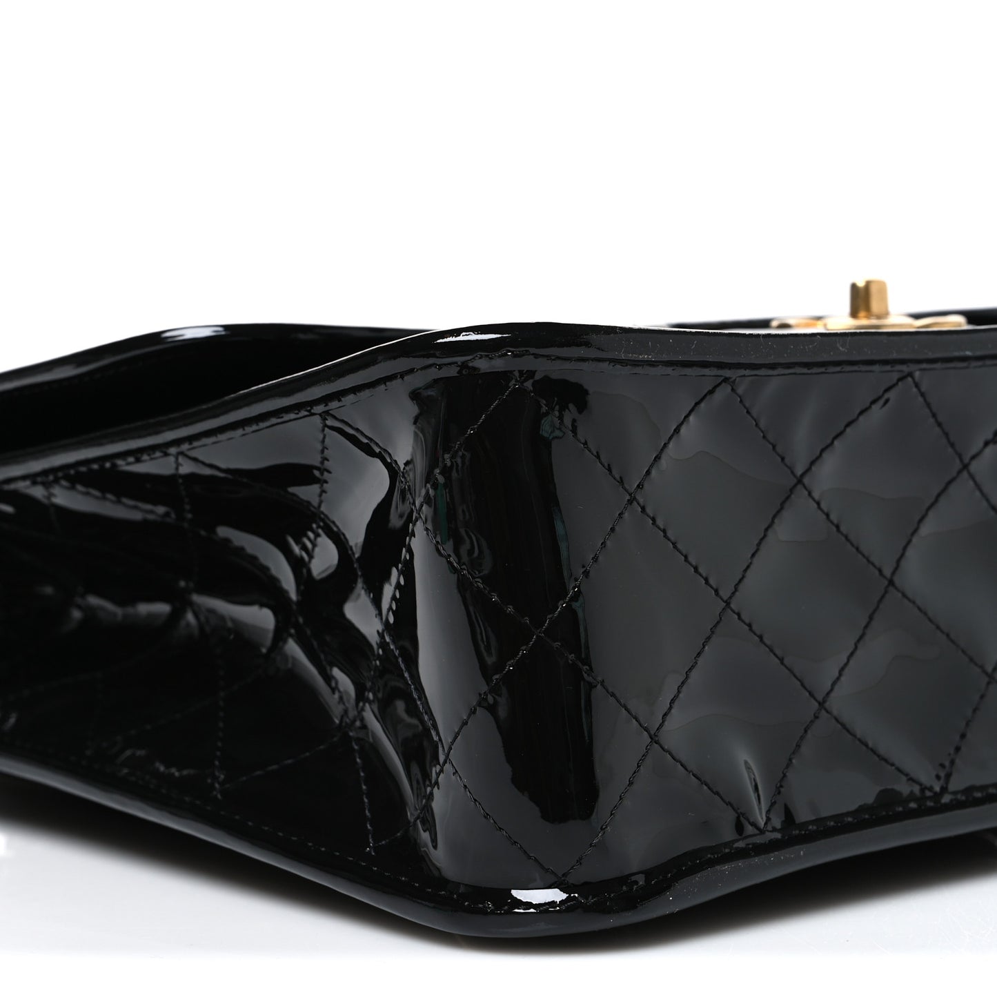 Patent Quilted Large School Memory Top Handle Flap Black Black