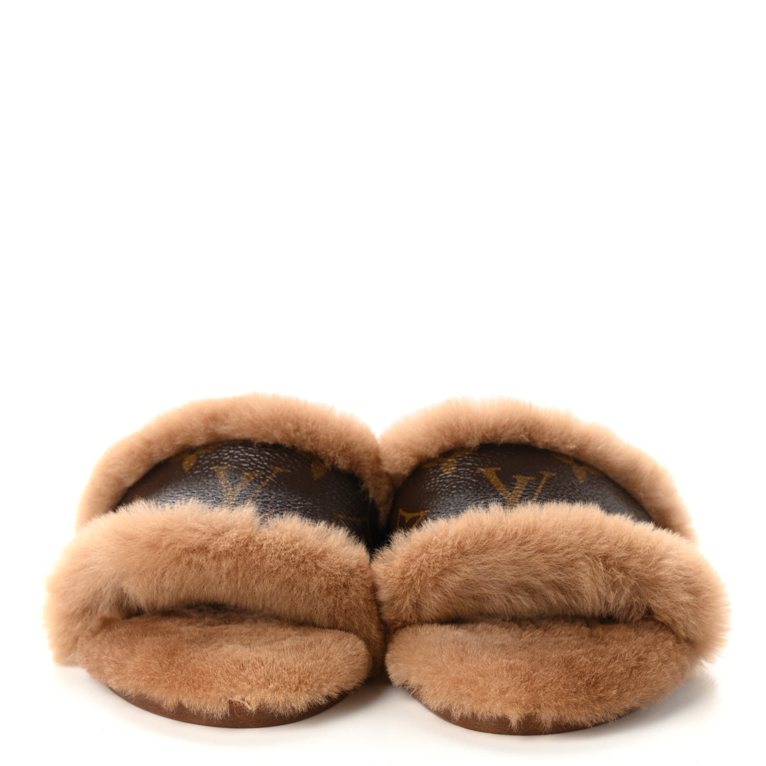 Louis Vuitton Mink Fur Monogram Lock It Flat Mule 35 Cognac 2 of 11