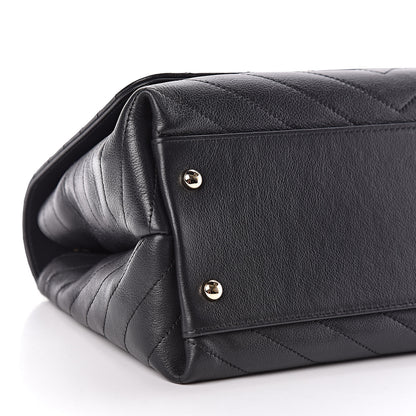 Chanel Grained Calfskin Chevron Stitched Medium Chic Top Handle Flap Black 8 of 10