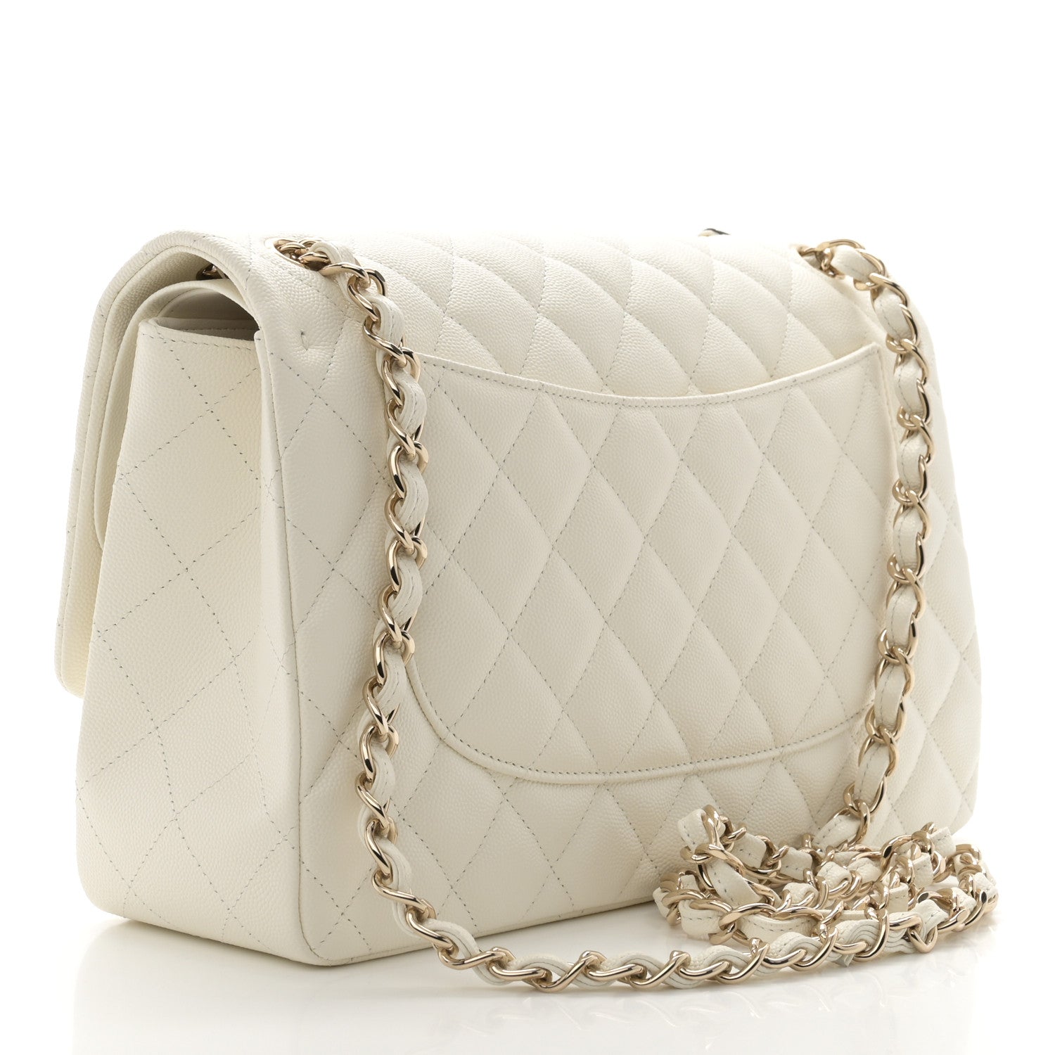 Chanel Caviar Quilted Jumbo Double Flap White 3 of 10