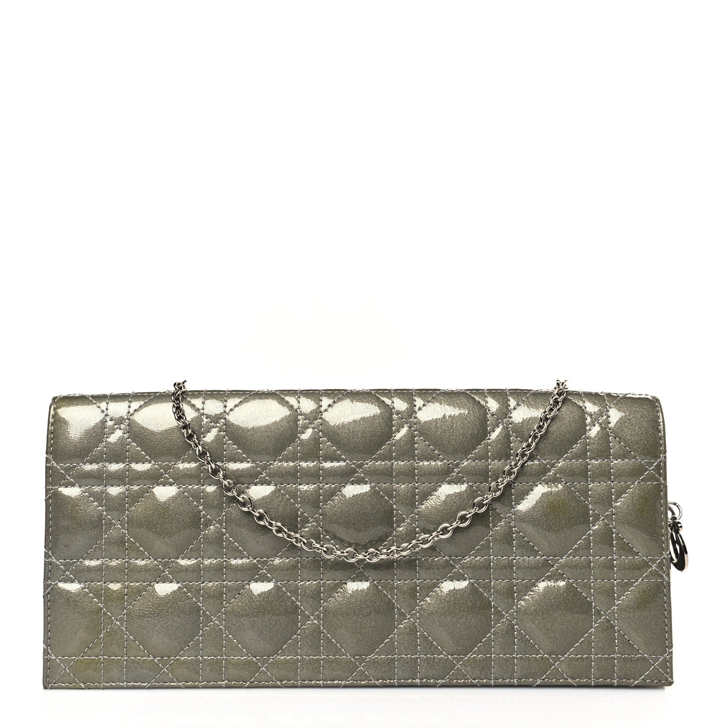 Christian Dior Patent Cannage Rendezvous Chain Wallet Kaki 1 of 8