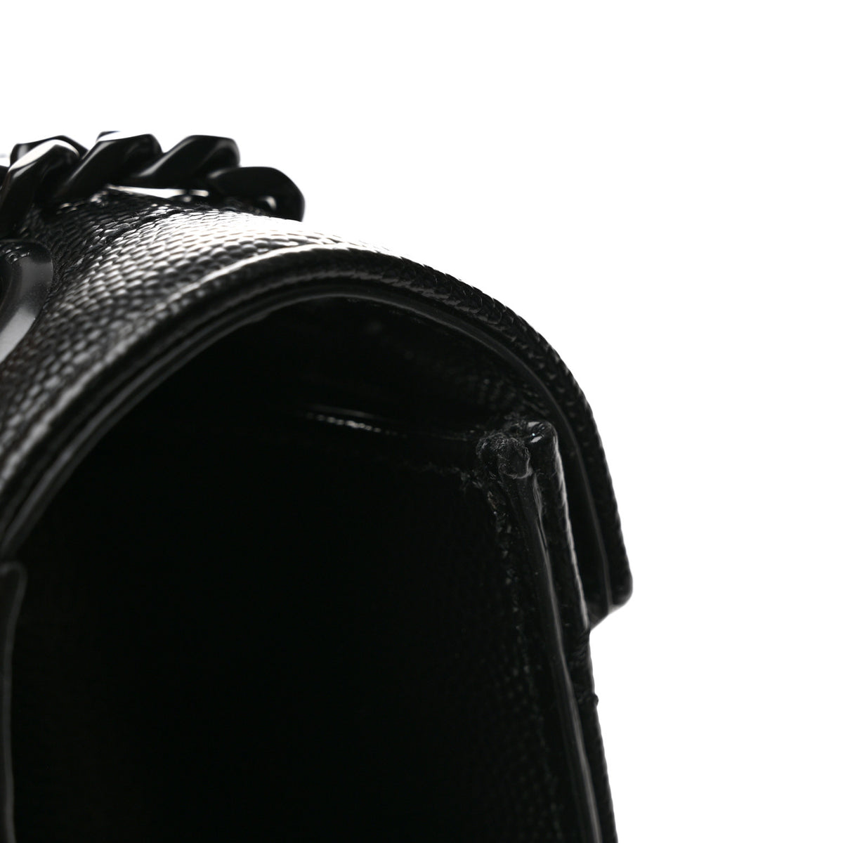 Grain De Poudre Textured Mixed Matelasse Large Triquilt Monogram Monochrome Satchel Black