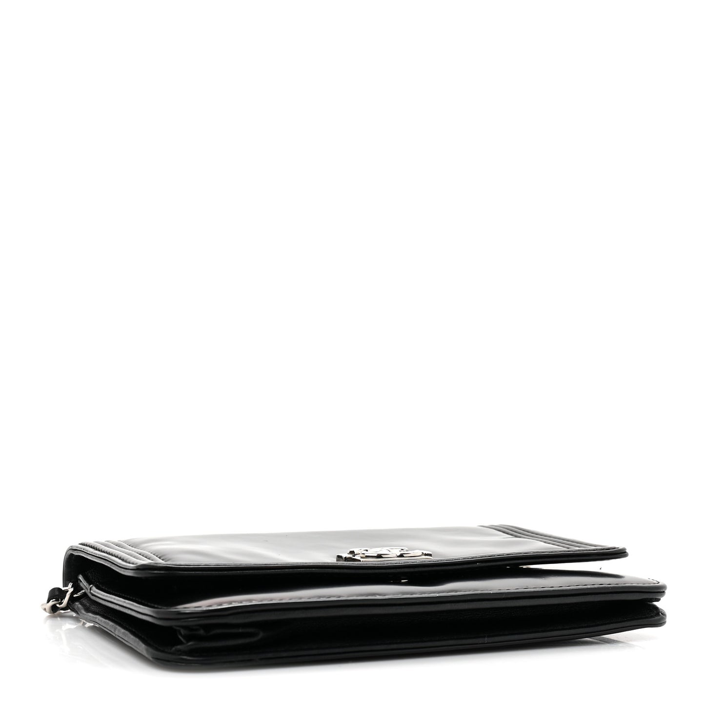 Glazed Calfskin Boy Wallet On Chain WOC Black