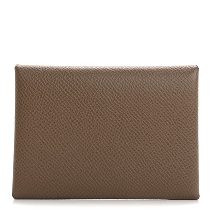 Hermes Epsom Calvi Duo Card Case Etoupe 1 of 8