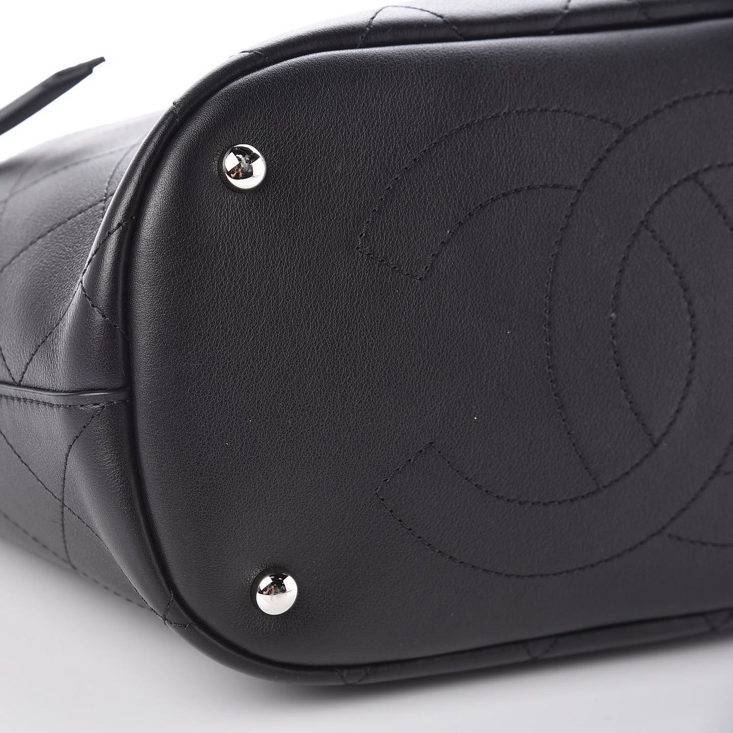 Calfskin Stitched Bucket Bag Black