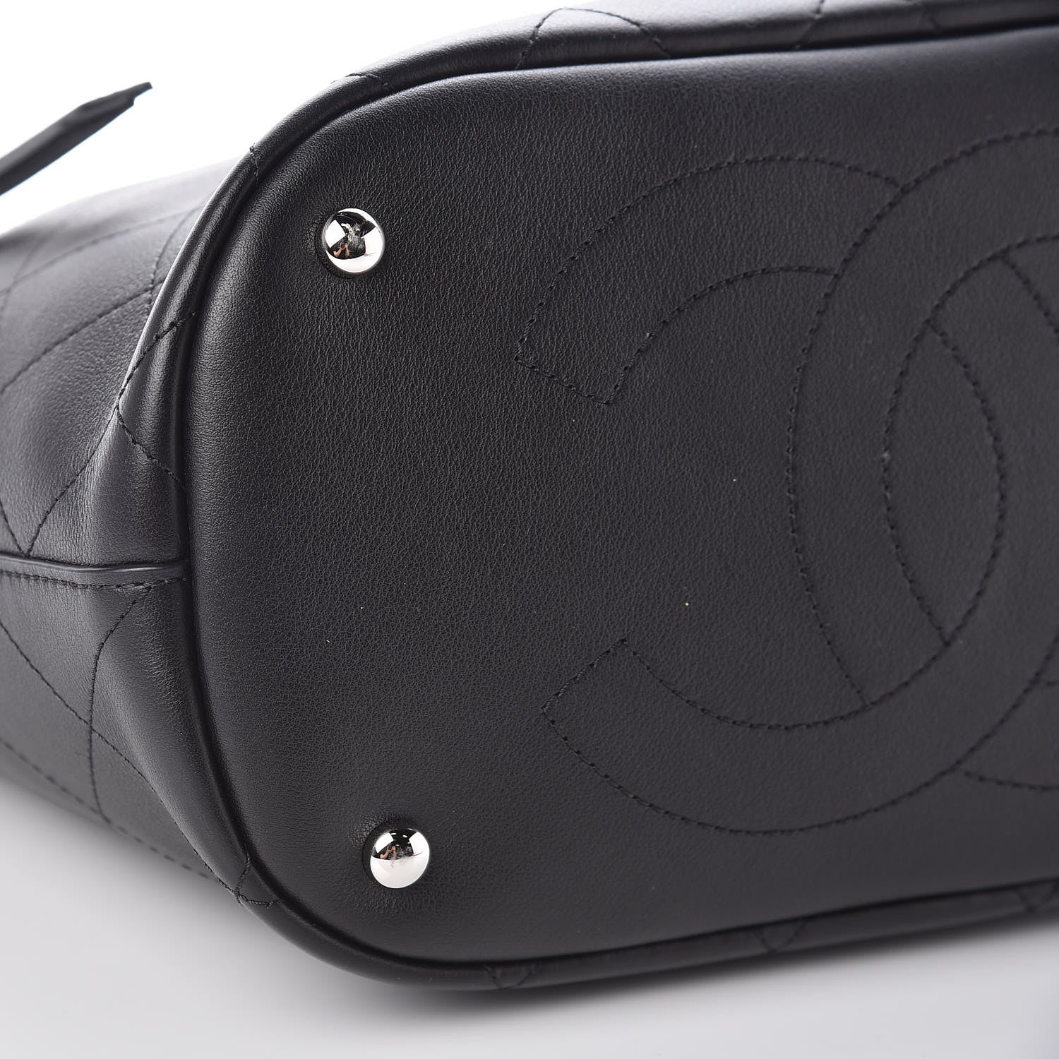 Chanel Calfskin Stitched Bucket Bag Black 9 of 12