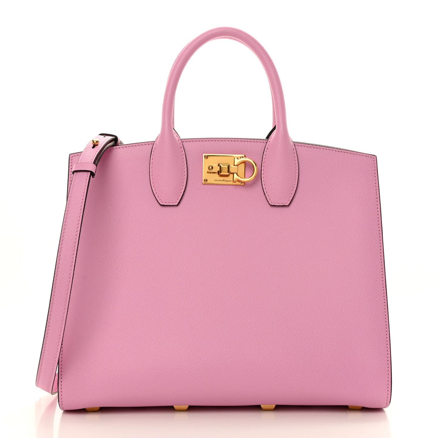 Hammered Calfskin Medium The Studio Box Bag Flamingo
