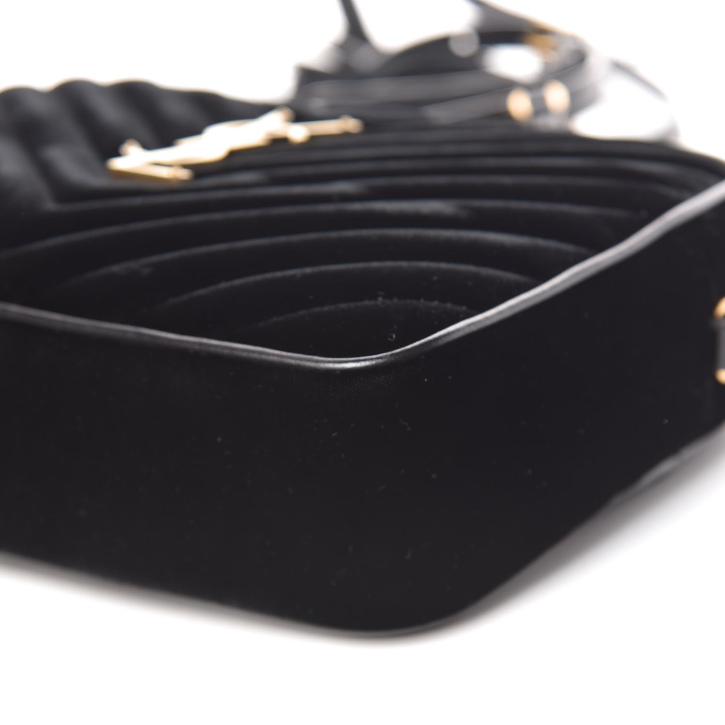 Velvet Matelasse Monogram Lou Camera Bag Black