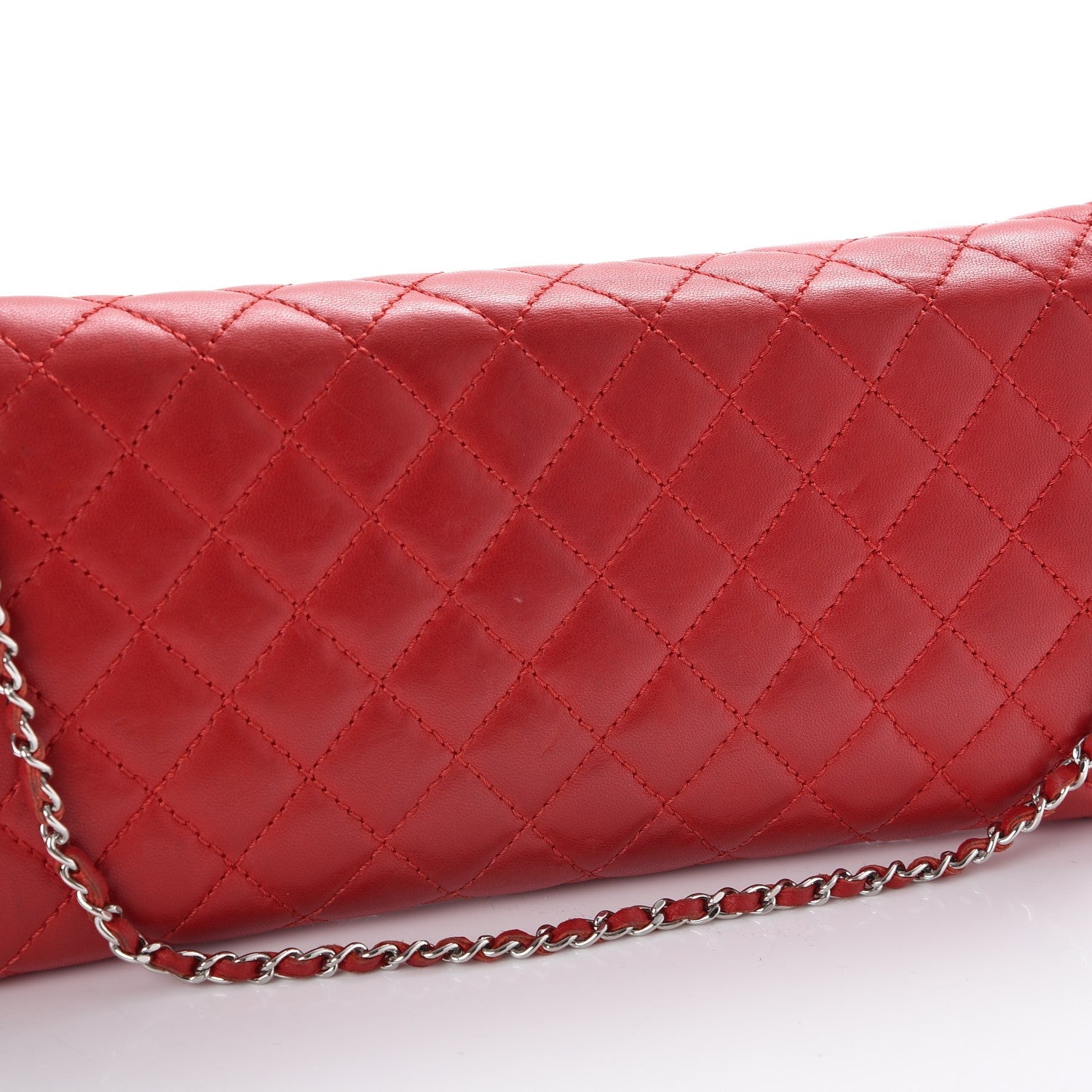 Chanel Lambskin Quilted Chain Clutch Flap Red 16 of 16