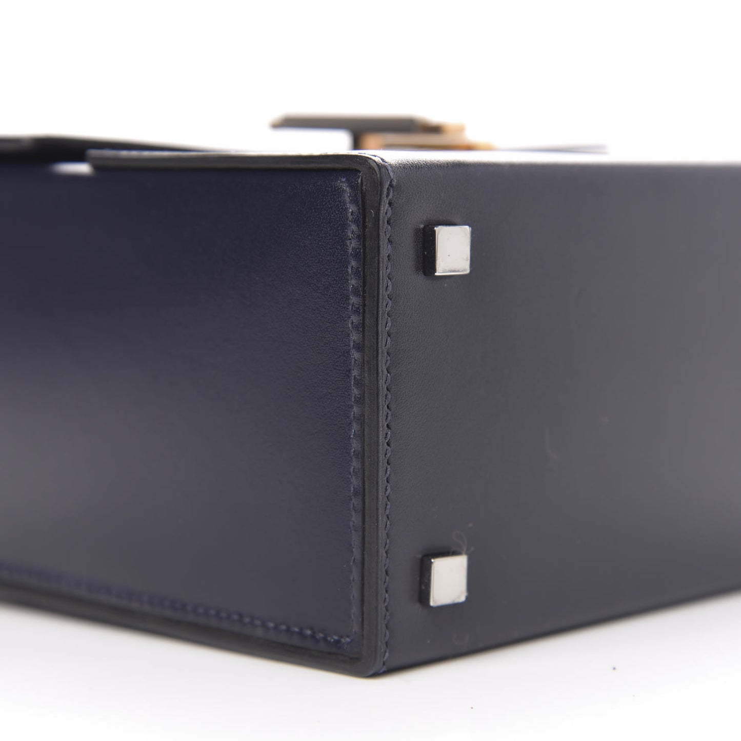 Villandry Calfskin Cinhetic Boxy Top Handle Bag Bleu Nuit