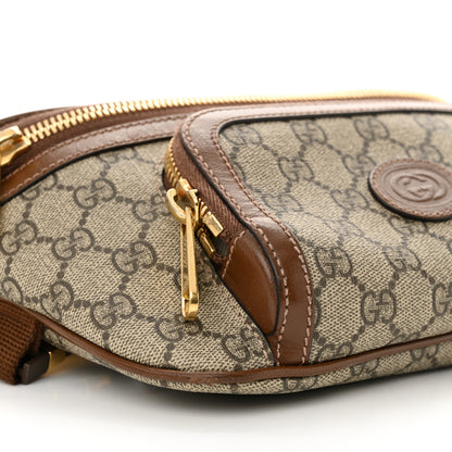 Gucci GG Supreme Monogram Textured Calfskin Retro Interlocking G Belt Bag Beige Ebony Brown Sugar 9 of 10