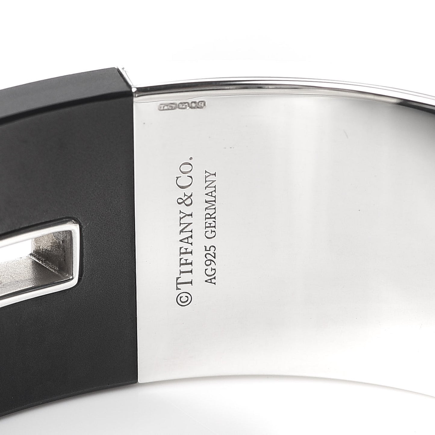 Sterling Silver Black Ceramic T Cutout Cuff Bracelet