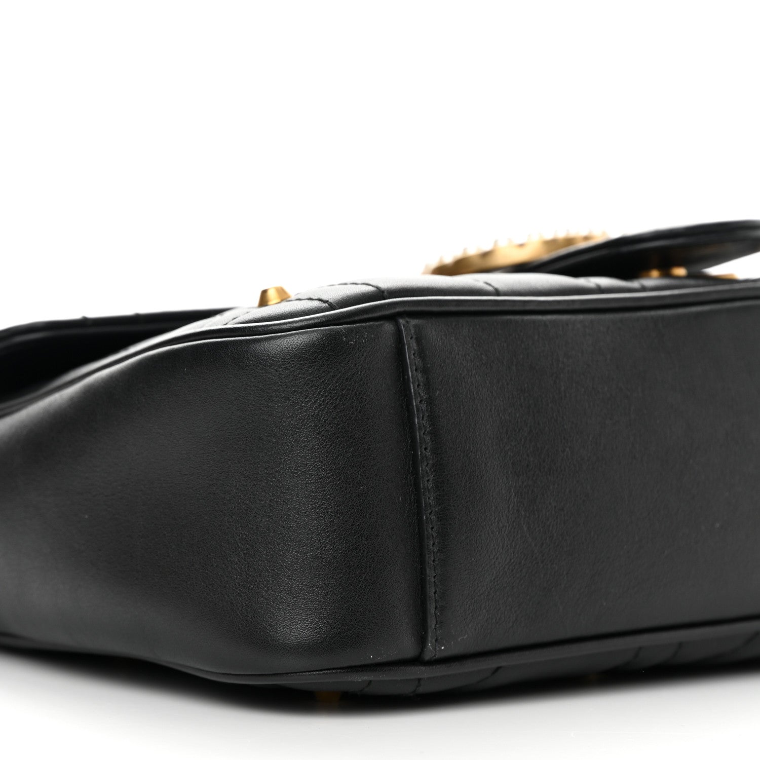 Gucci Calfskin Matelasse Studded Small Pearly GG Marmont Shoulder Bag Black 9 of 15
