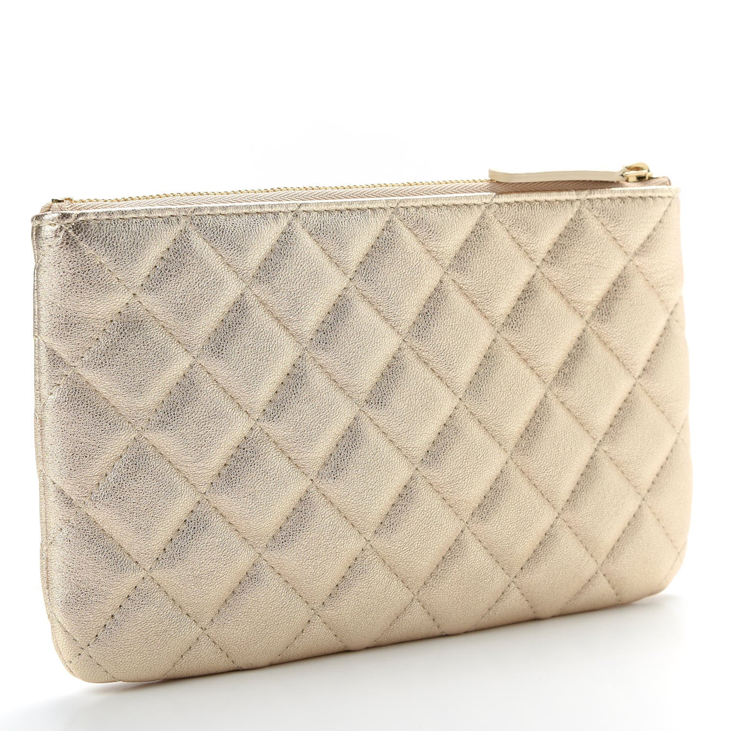 Chanel Metallic Lambskin Quilted Cosmetic Case Gold 3 of 7