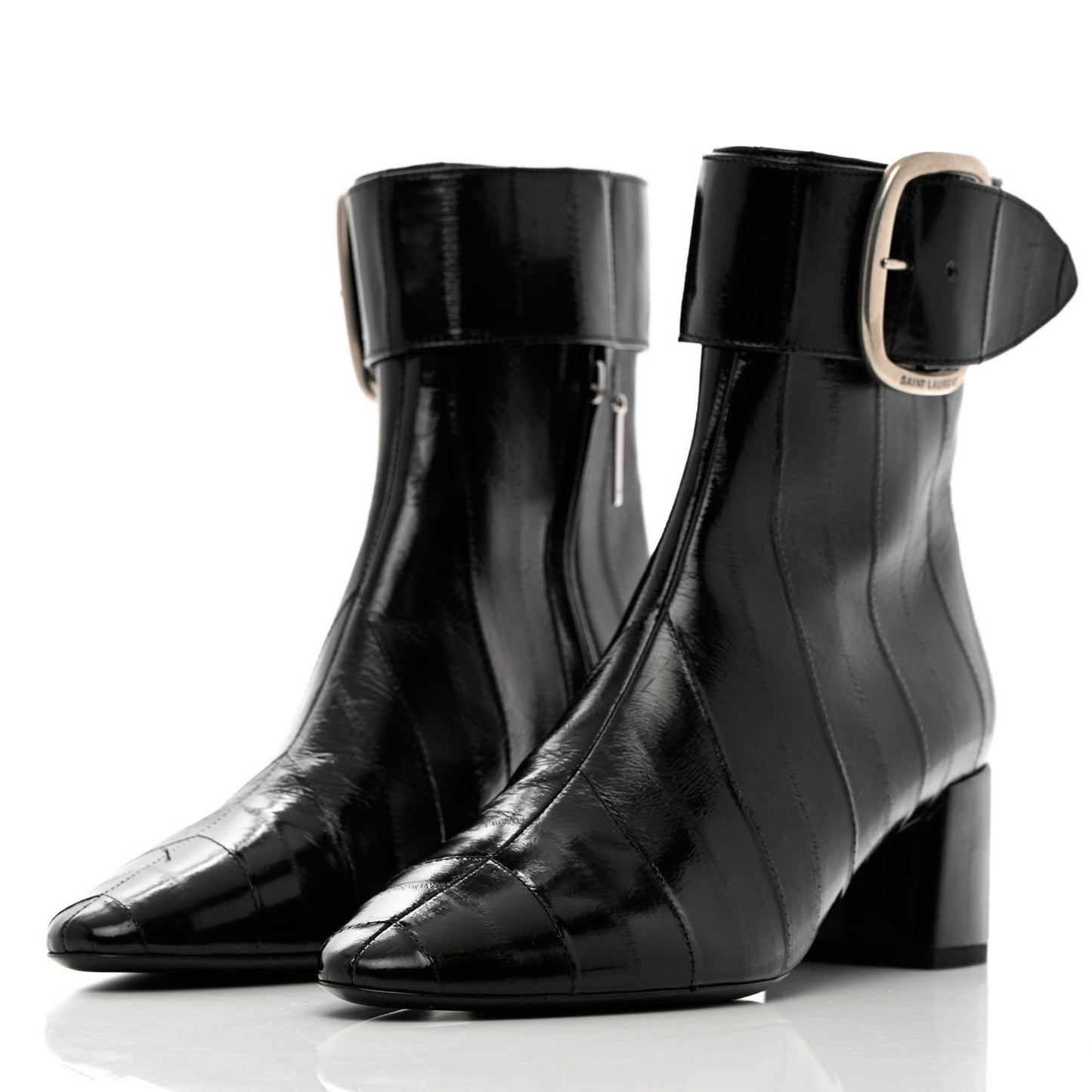 Shiny Eel Joplin Buckle Booties 37.5 Black