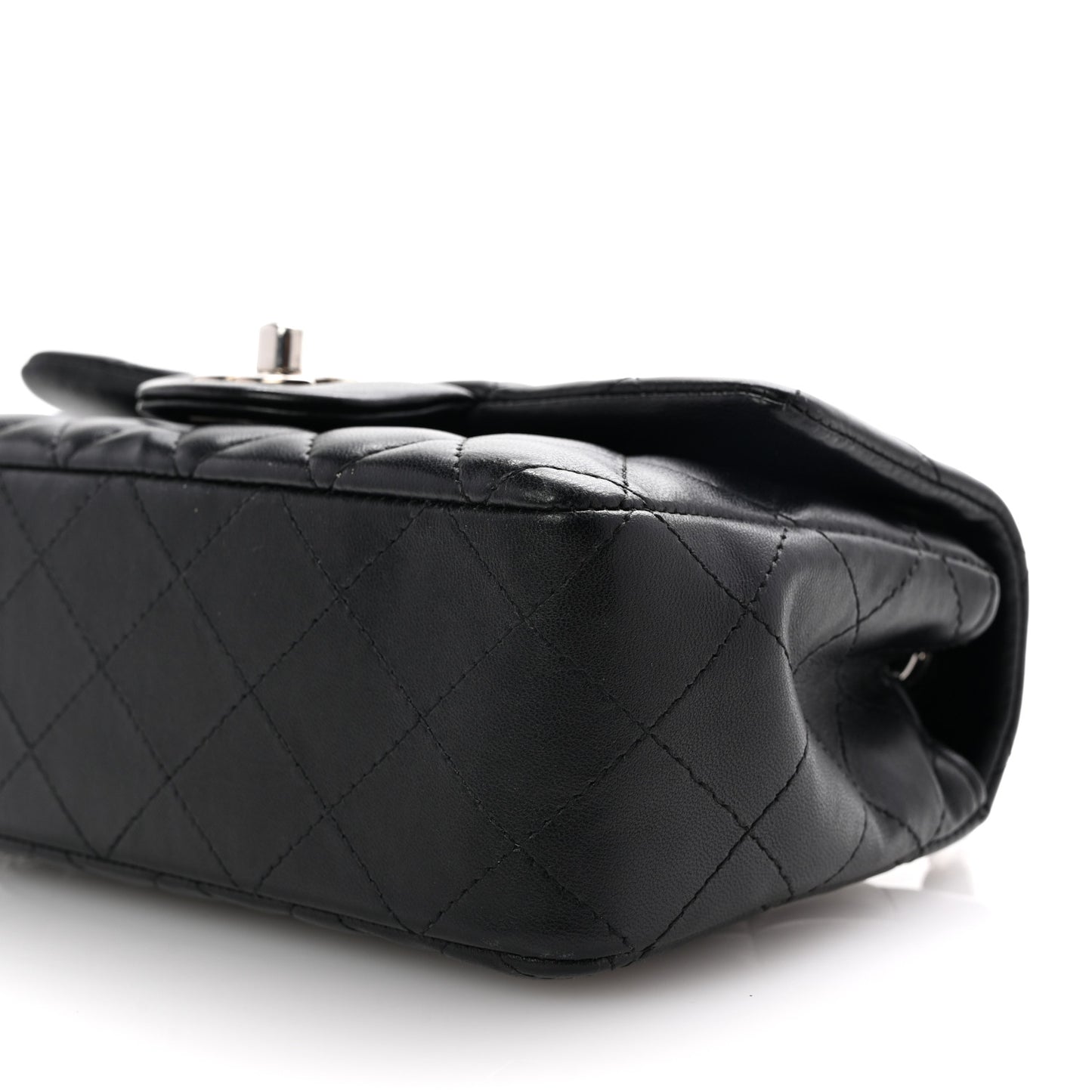 Lambskin Quilted Mini Rectangular Flap Black