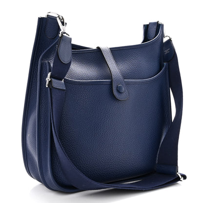 Hermes Taurillon Clemence Evelyne III GM Bleu Saphir 3 of 9