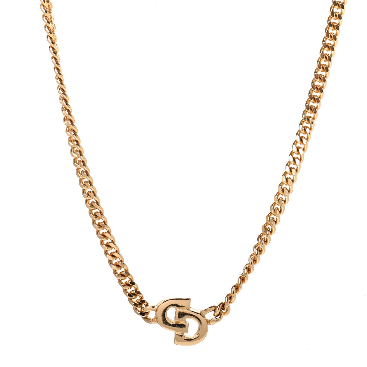 Christian Dior Metal CD Necklace Gold 1 of 5