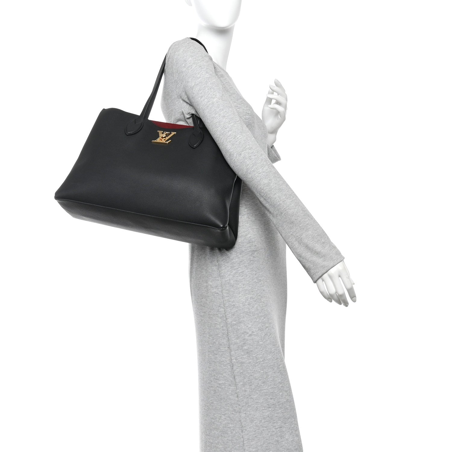 Louis Vuitton Grained Calfskin Lockme Shopper Black 2 of 9