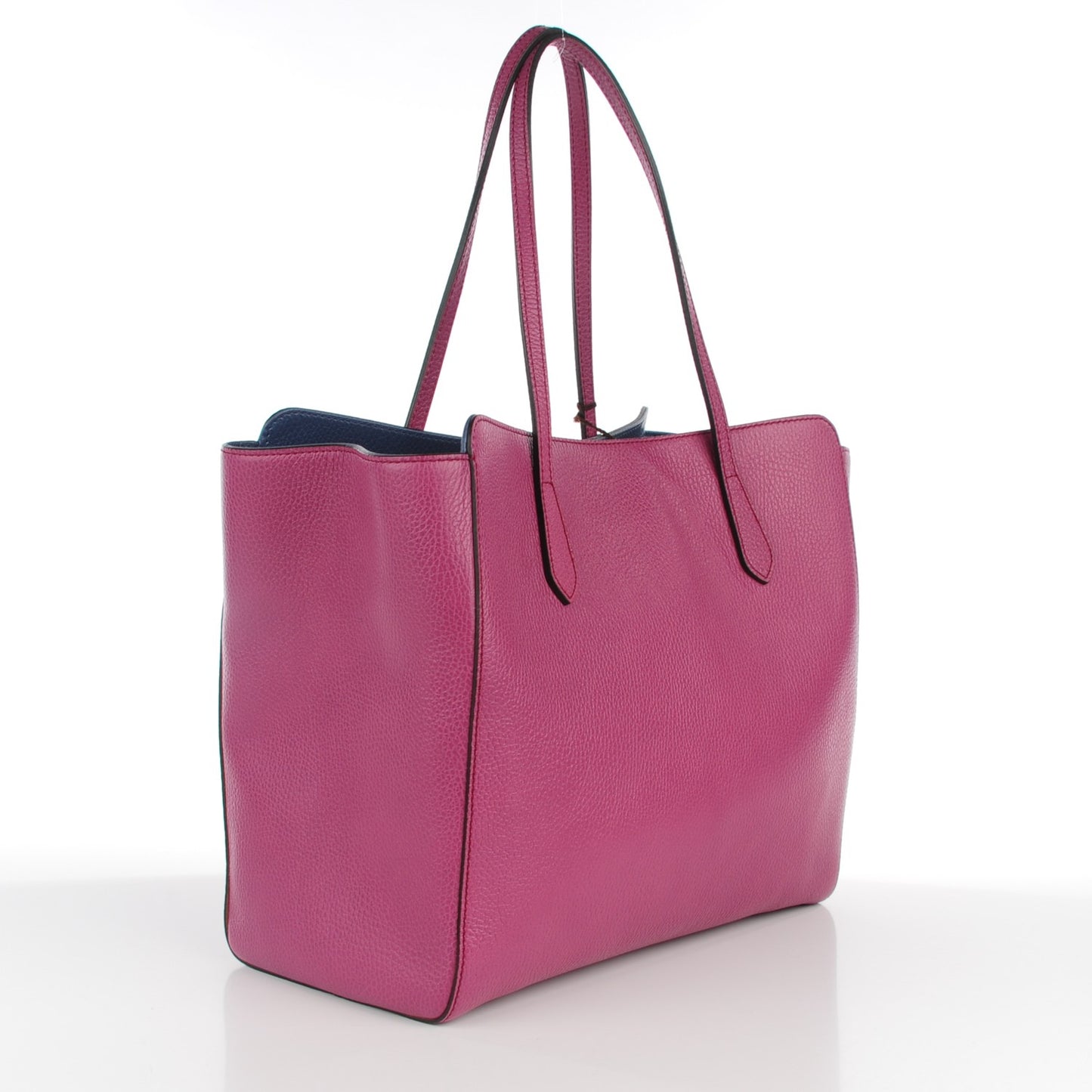 Dollar Calfskin Medium Swing Tote Peonia Flower Washed Blue