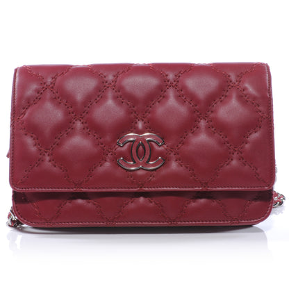 Chanel Calfskin Hamptons Wallet on Chain WOC Red 1 of 9