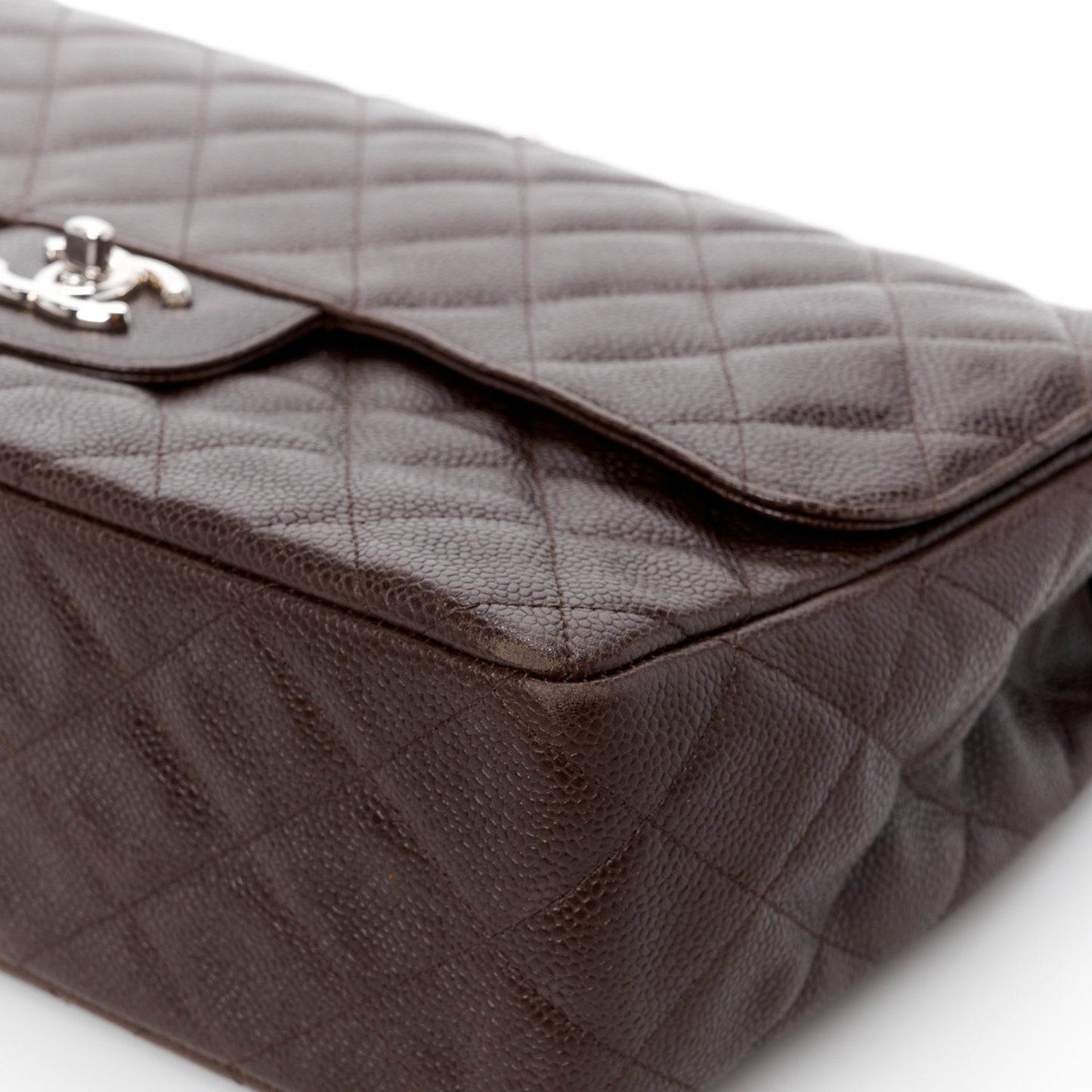 Caviar Quilted Jumbo Single Flap Dark Brown