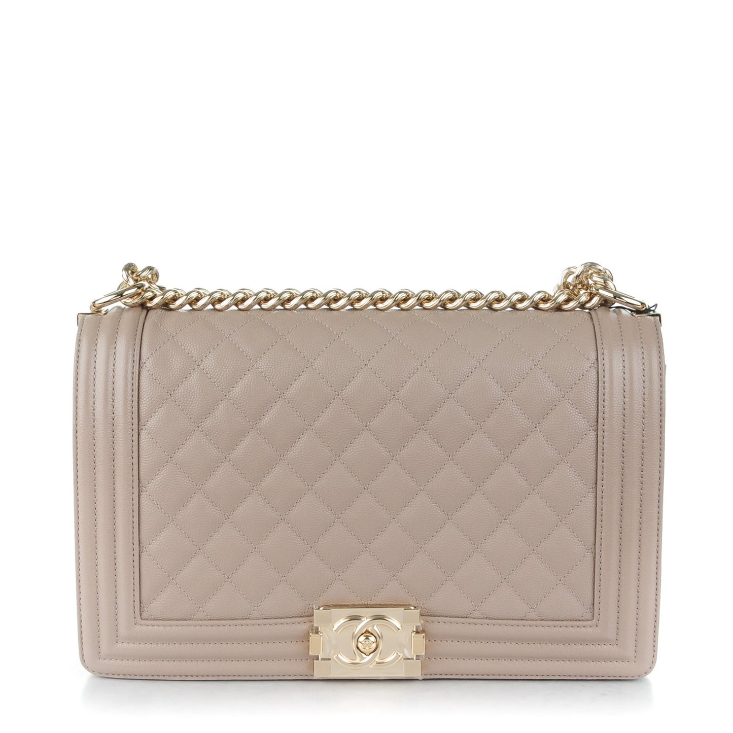 Caviar Quilted New Medium Boy Flap Dark Beige