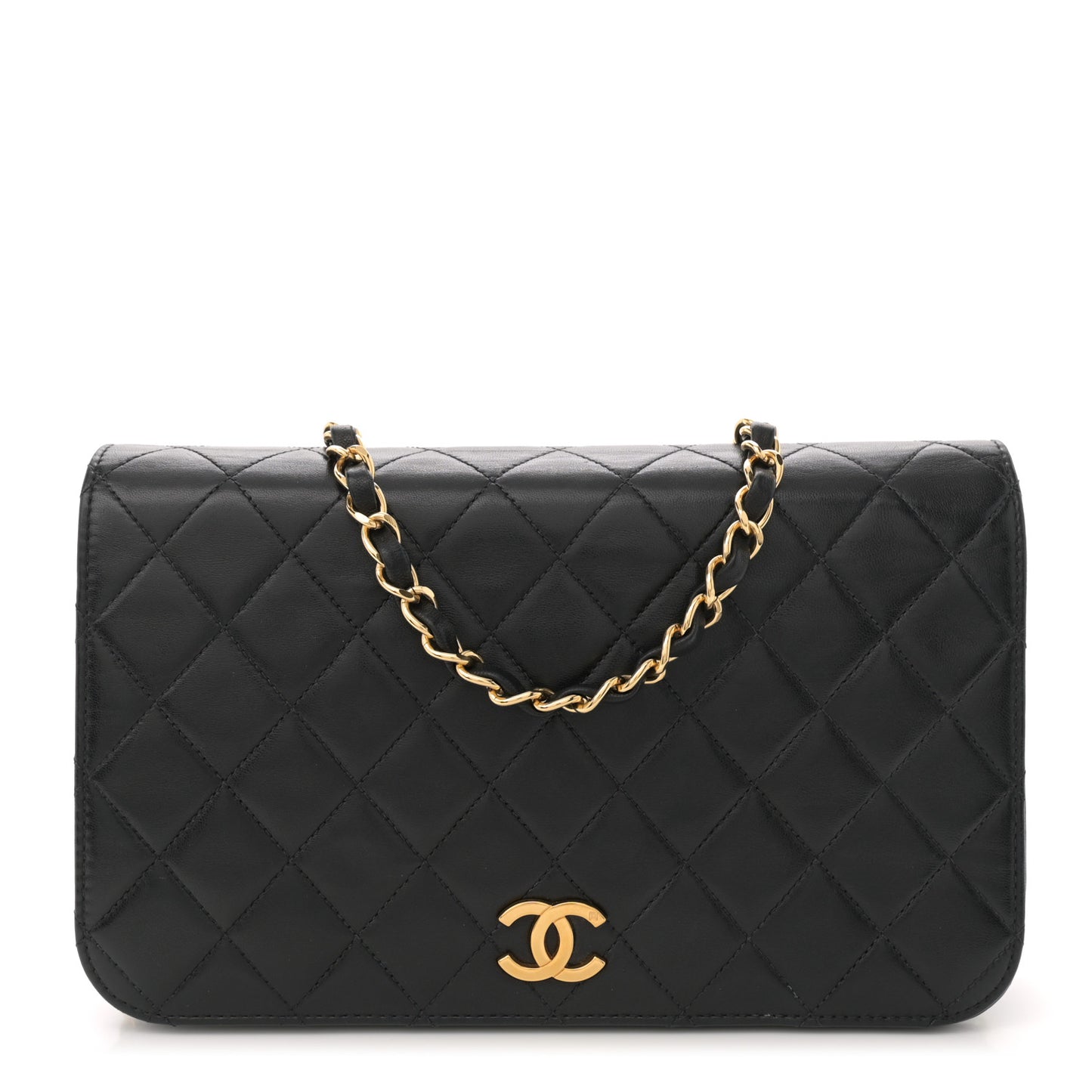 Lambskin Quilted Small Single Flap Black