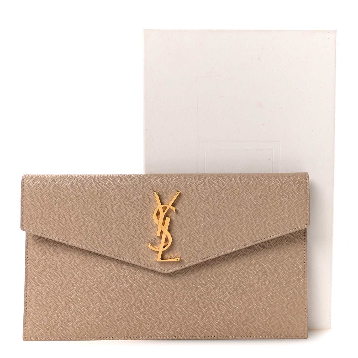 Saint Laurent Grain De Poudre Uptown Pouch Dark Beige 8 of 8