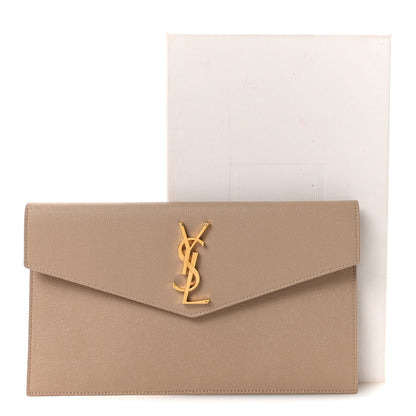 Saint Laurent Grain De Poudre Uptown Pouch Dark Beige 8 of 8