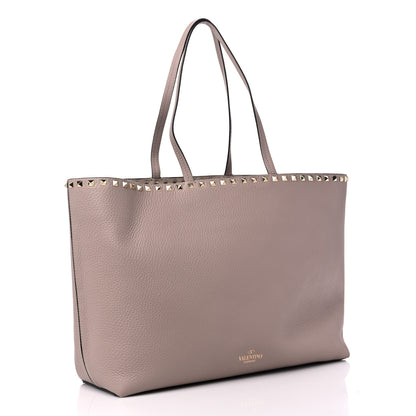 Valentino Garavani Grained Calfskin Rockstud Shoulder Tote Poudre 3 of 8