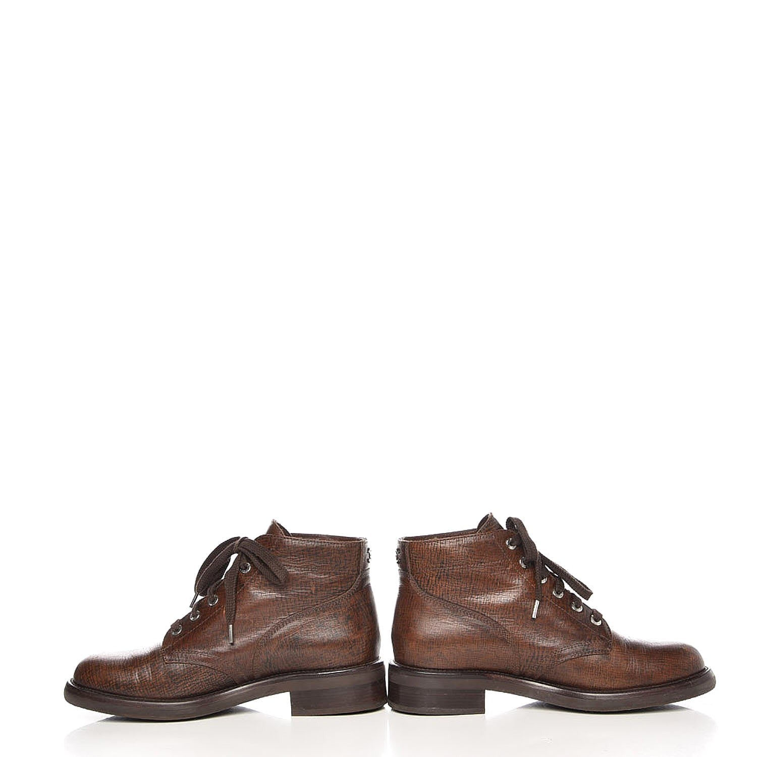 Chanel Calfskin Lace Up CC Short Boots 42 Dark Brown 7 of 11