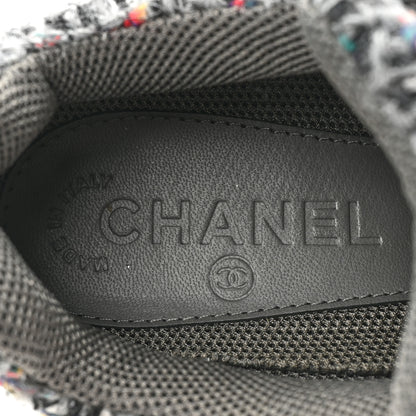 Chanel Suede Tweed Goatskin CC Sneakers 36 Grey Purple 8 of 9