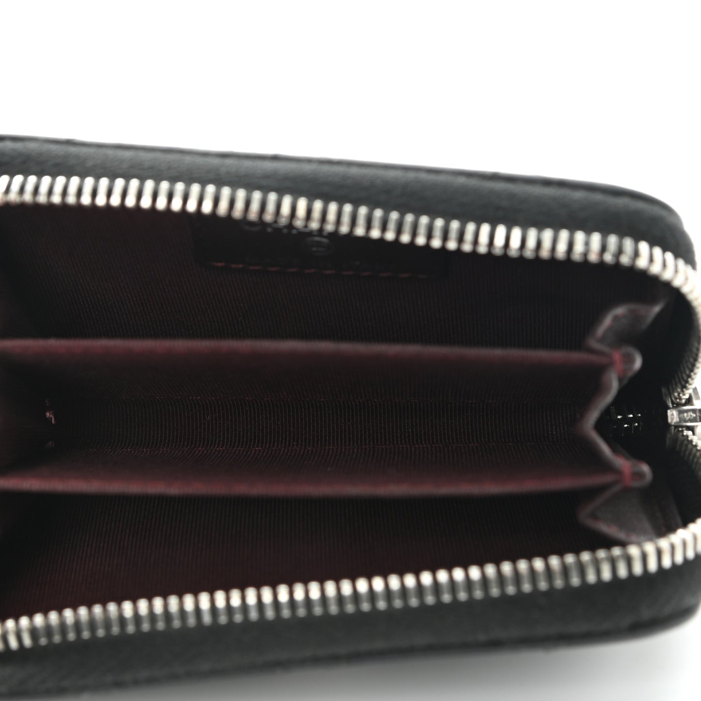 Lambskin Quilted Zip Coin Purse Black