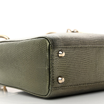 Christian Dior Metallic Lizard Mini Lady Dior Green 8 of 13