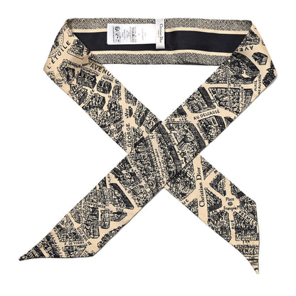 Christian Dior Silk Plan De Paris Mitzah Scarf Beige Black 1 of 4